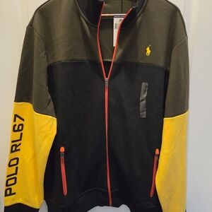 Polo by Ralph Lauren Black/Olive/Yellow Colorblock Zip Jacket